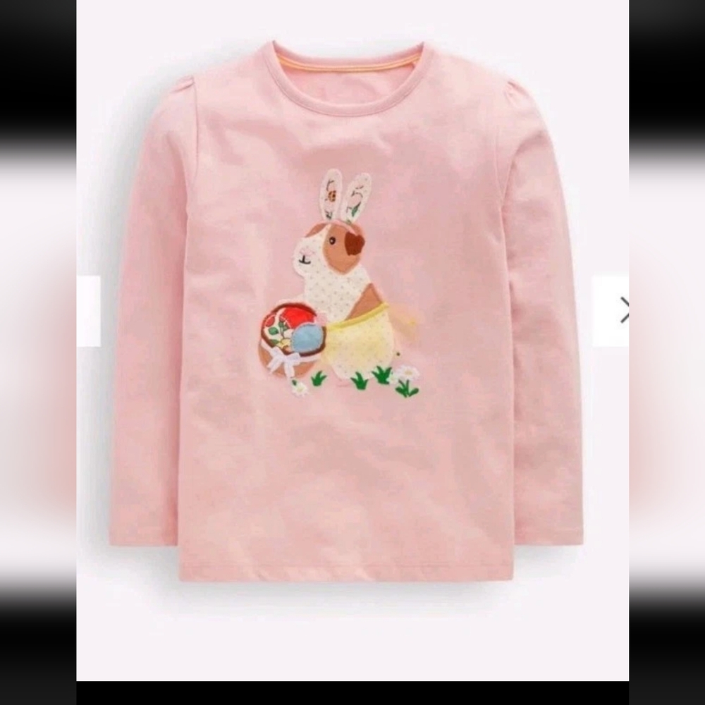 Mini Boden Sz 7-8 Y Appliqué Easter Jersey Guinea Pig Bunny NWOT